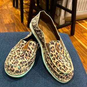 Worn maybe once leopard print Ariat shoes